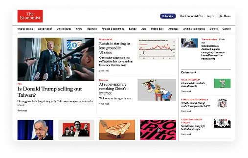 The Economist homepage — competitor reference