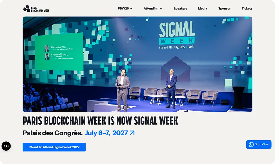 Paris Blockchain Week / Signal Week homepage — competitor reference