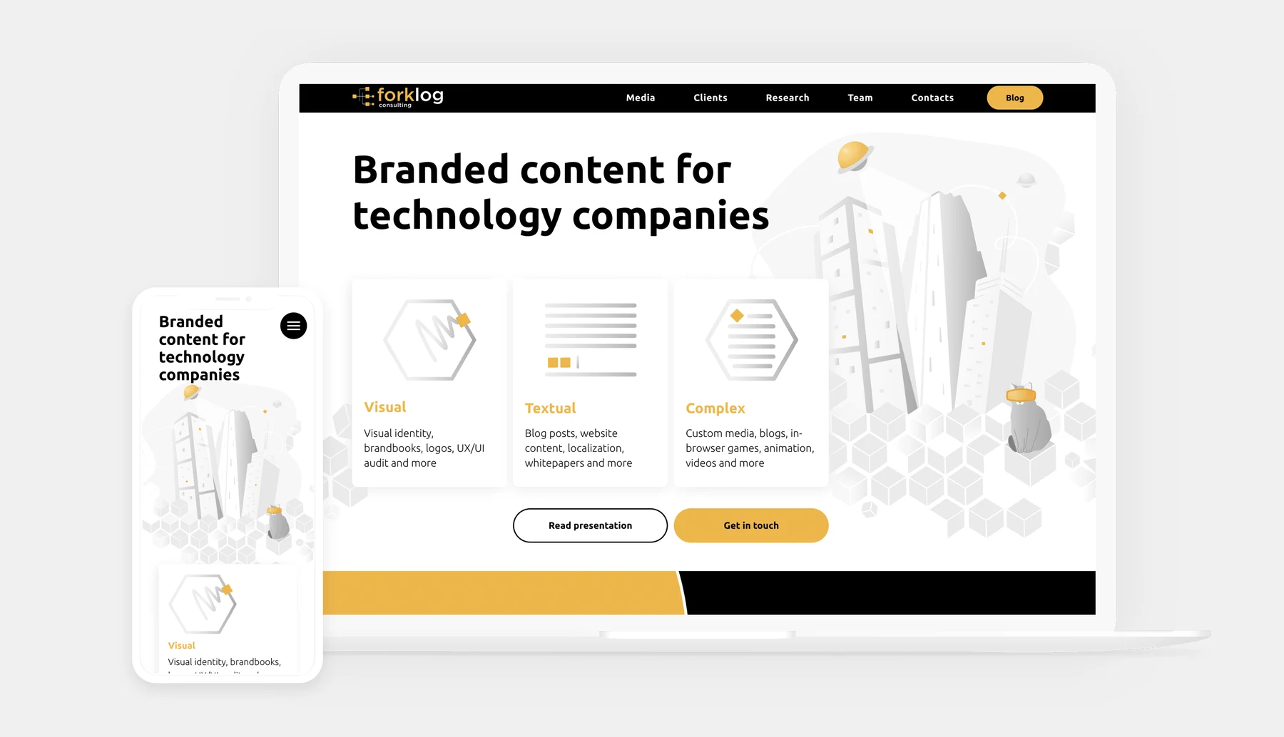 forklog.consulting homepage preview on laptop and mobile