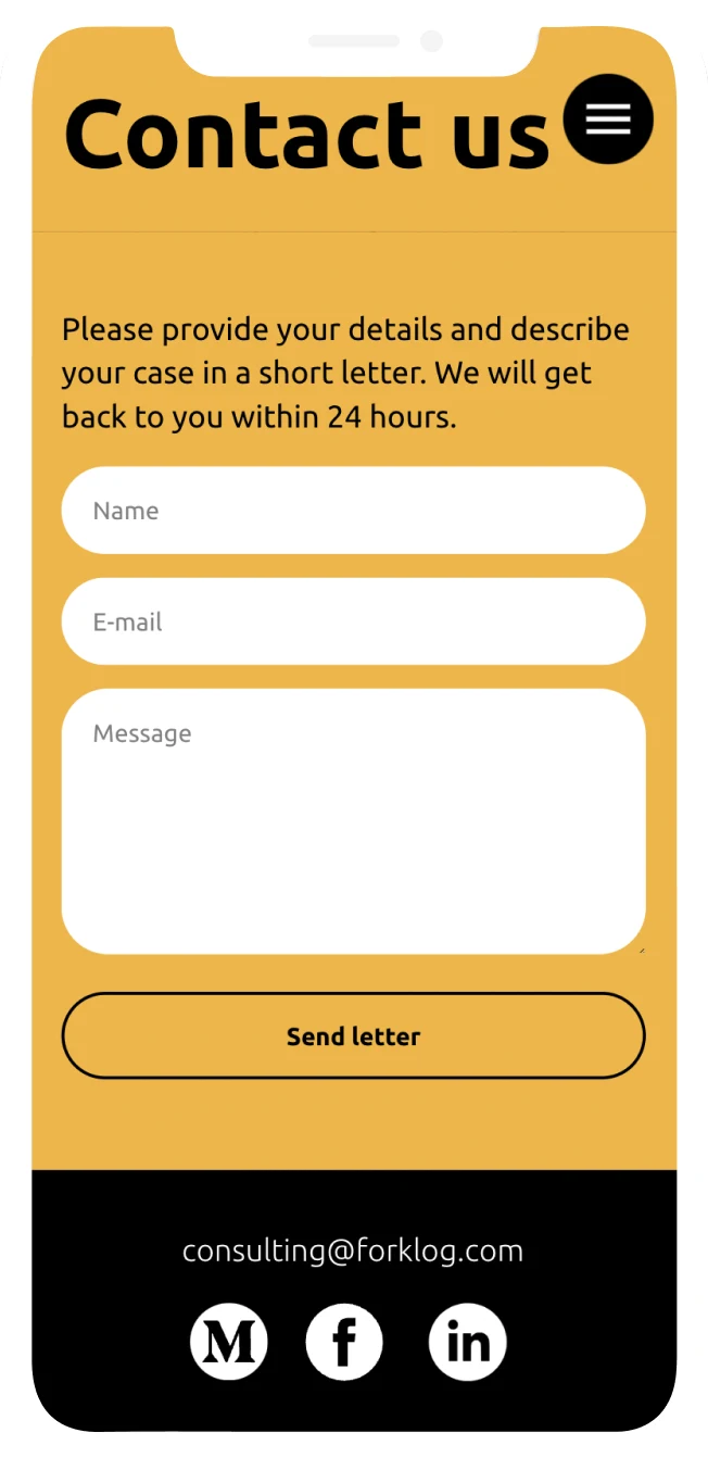 Mobile Contact us section and footer