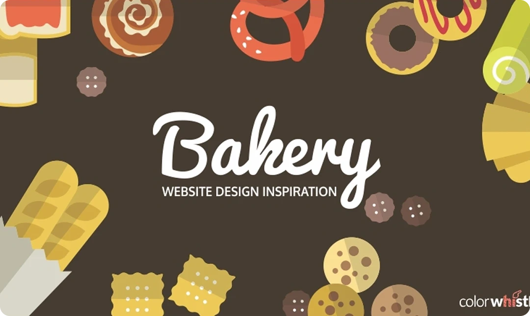 Bakery website inspiration collage with illustrated pastries