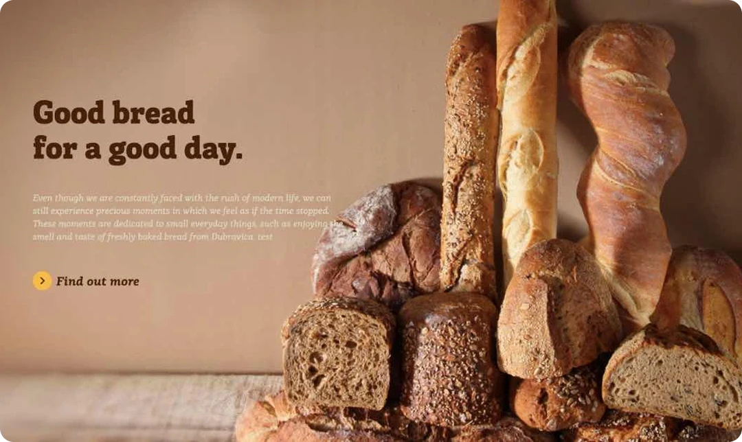 Bakery website reference — fresh bread photography